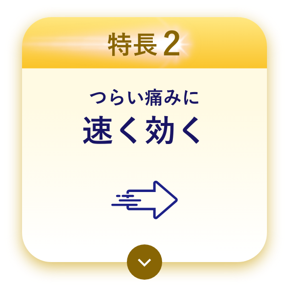 特長2 つらい痛みに速く効く