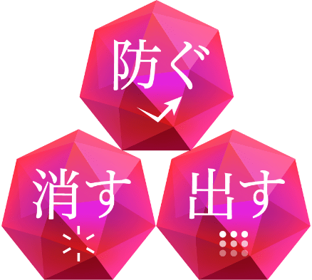 防ぐ 消す 出す